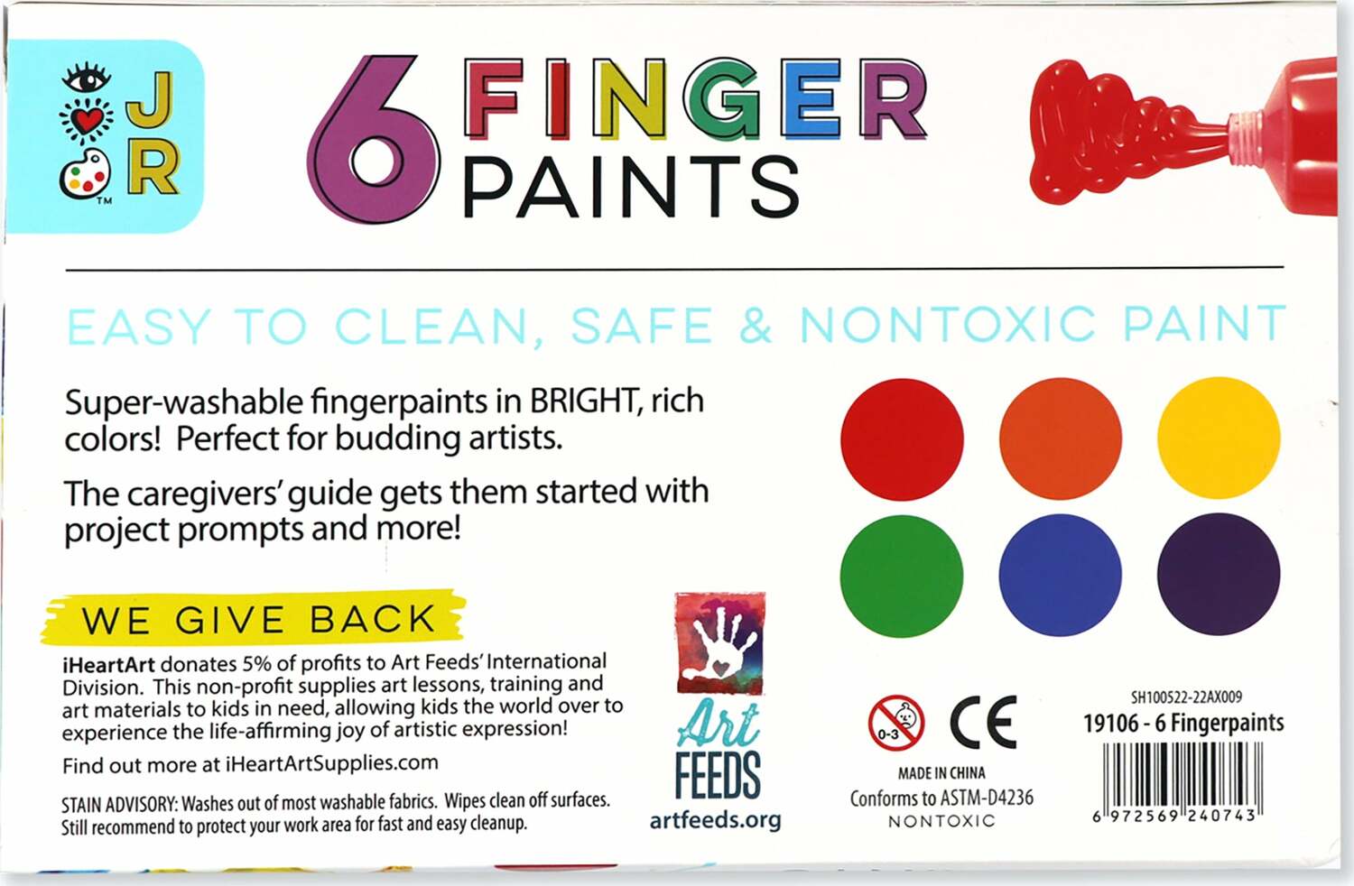 JR 6 Washable Fingerpaints