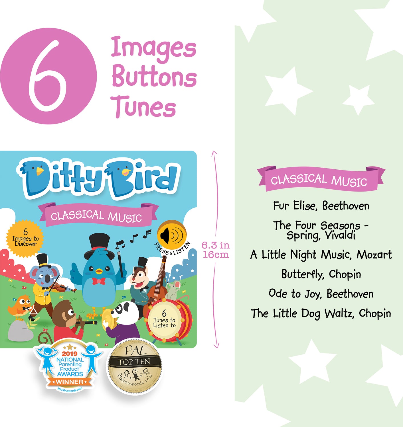 Ditty Bird | Classical Music | Interactive Sound Book for toddlers 1- 3 | Music for Baby | Musical books Mozart, Beethoven