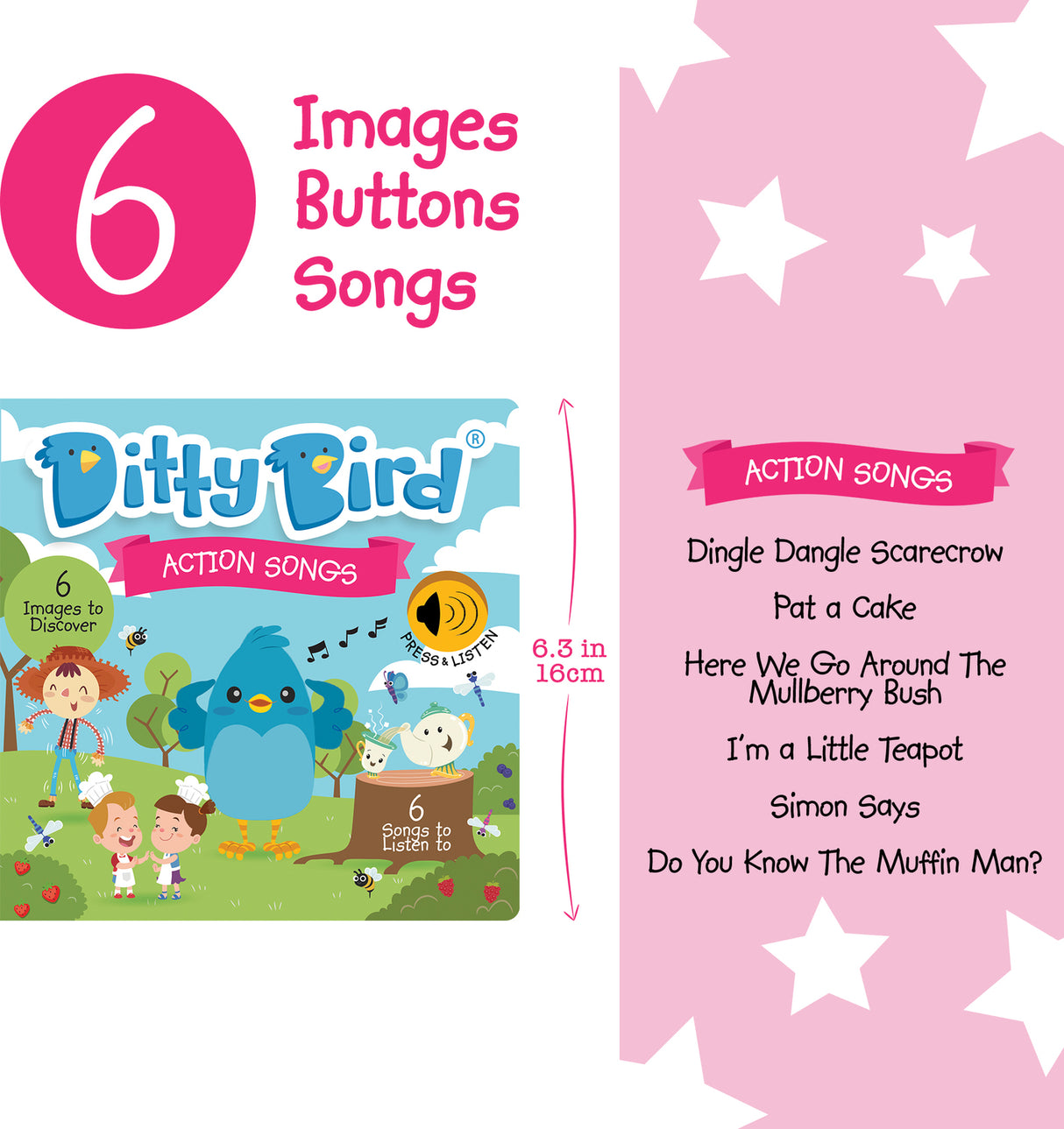 Ditty Bird | Action Songs | Interactive Sound Book for toddlers 1- 3 | Musical books for 1 year old