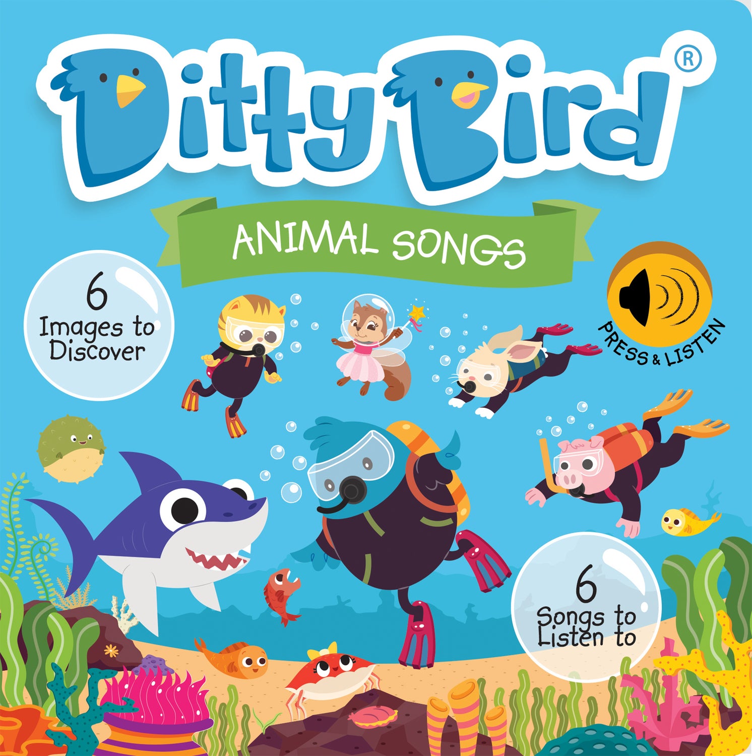 Ditty Bird | Animal Songs Interactive Sound Book for toddlers 1- 3 | Musical books for 1 year old | Baby shark