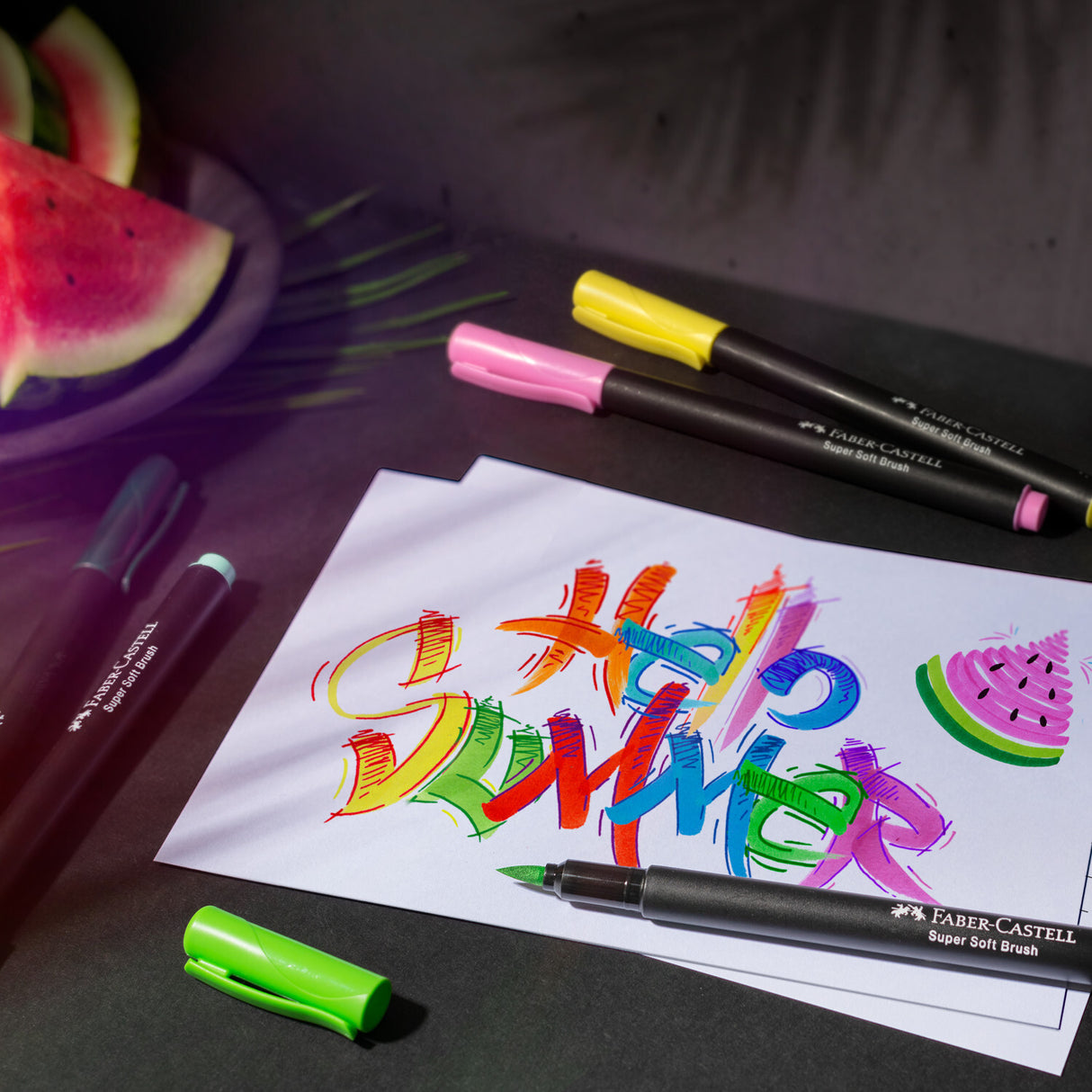 20Ct Felt Tip Brush Pen Black Edition Box