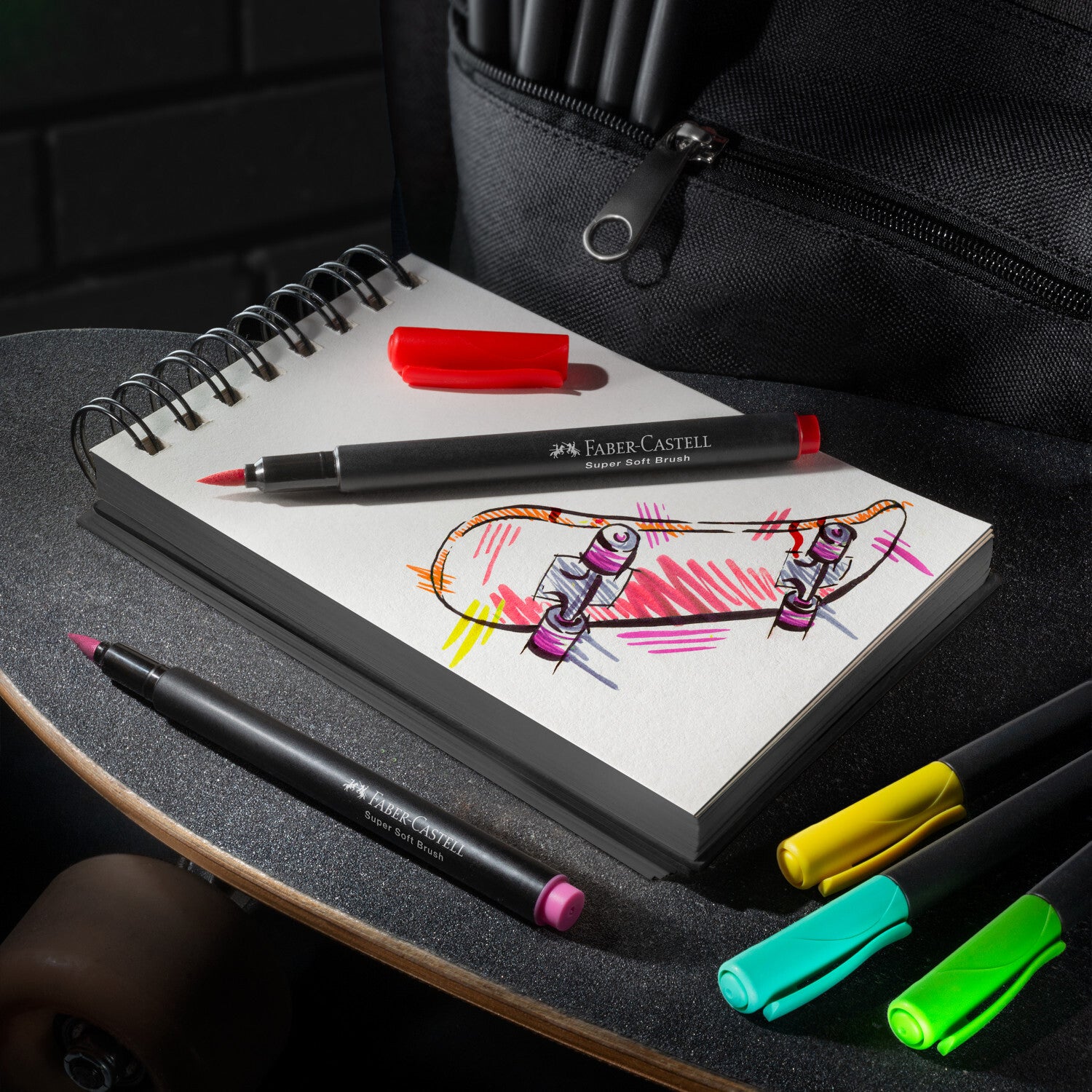 20Ct Felt Tip Brush Pen Black Edition Box