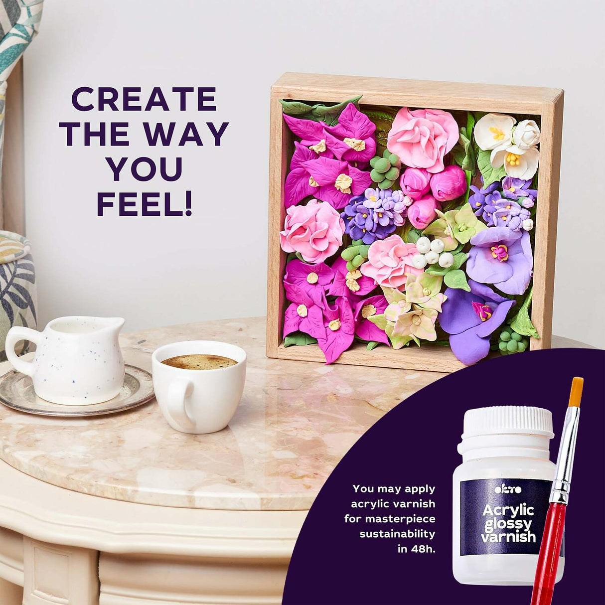 OKTO Sensory Art 3D Woodcraft "Inspiration" – Flowers Craft Kit