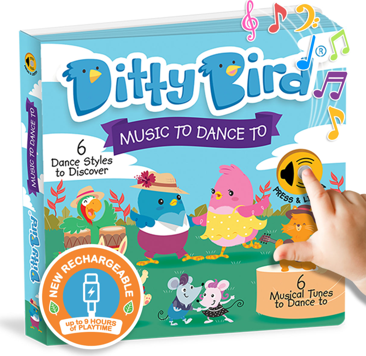 Ditty Bird | Music to Dance to | Interactive Musical Sound Book for toddlers 1- 3 | Early learning toy with music for baby