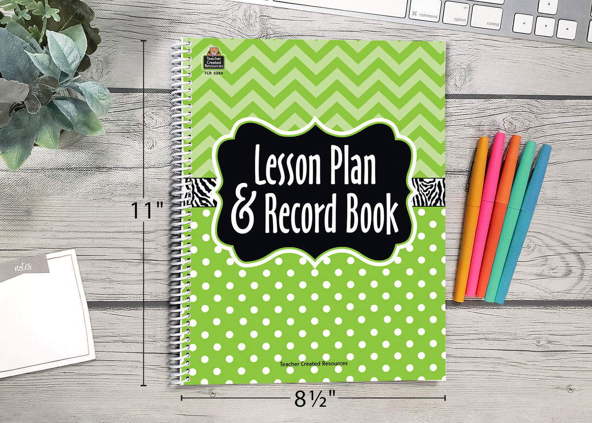 Lime Chevrons and Dots Lesson Plan & Record Book