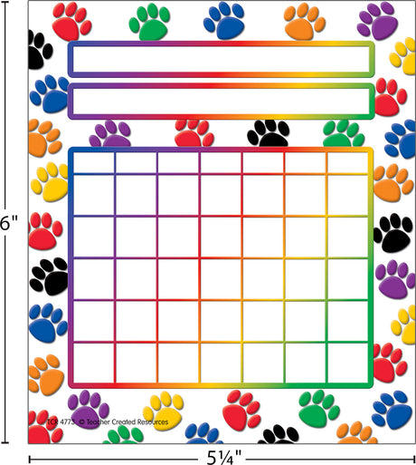 Colorful Paw Prints Incentive Charts