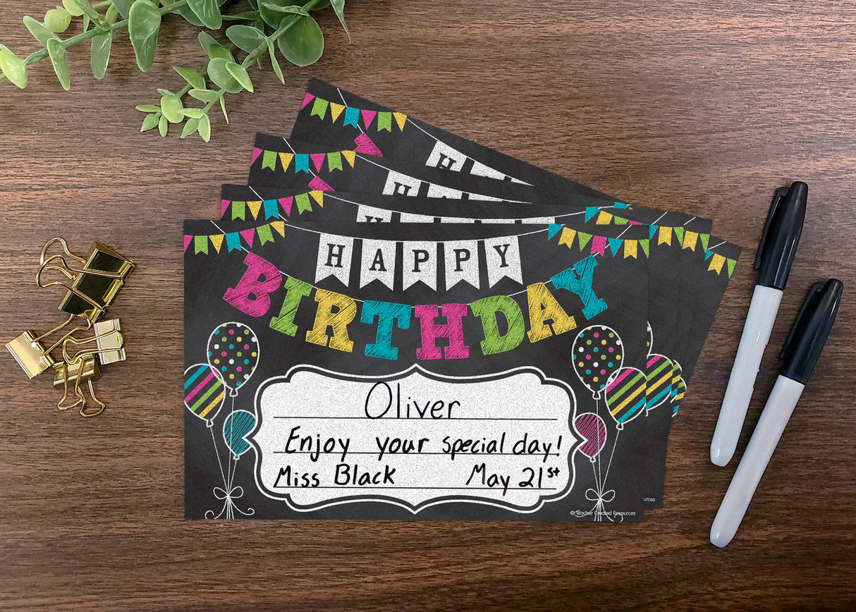 Chalkboard Brights Happy Birthday Awards
