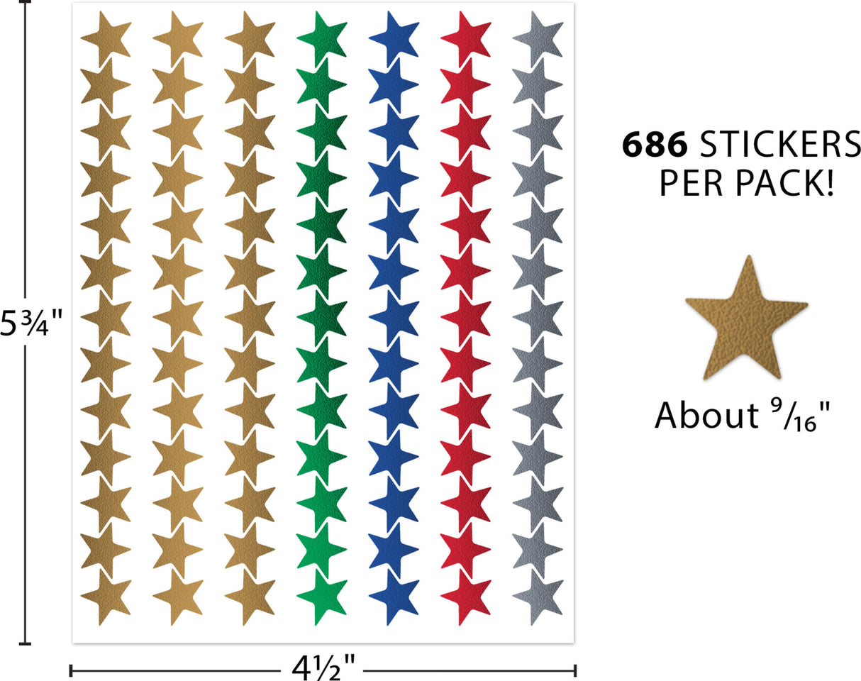 Assorted Foil Stars Stickers Valu-Pak