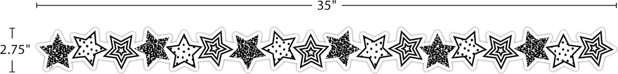 Black and White Stars Die-Cut Border Trim