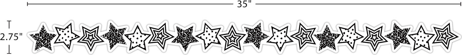 Black and White Stars Die-Cut Border Trim