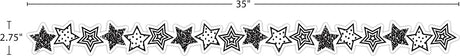 Black and White Stars Die-Cut Border Trim