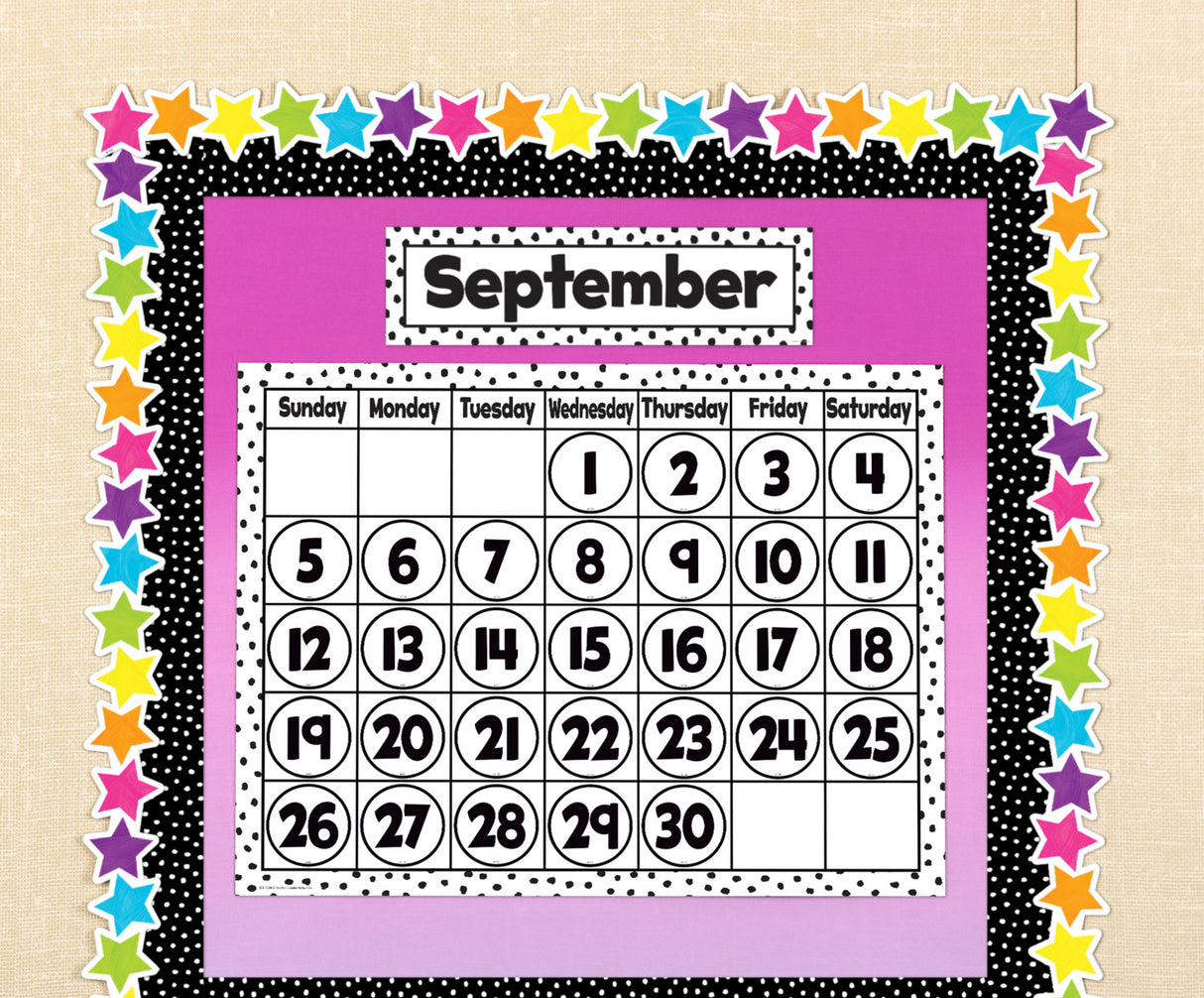 Black Painted Dots on White Monthly Headliners