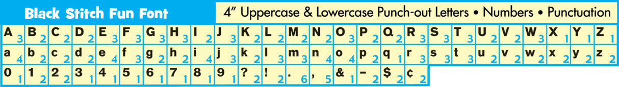 Black Stitch 4" Fun Font Letters