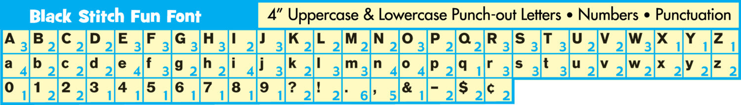 Black Stitch 4" Fun Font Letters