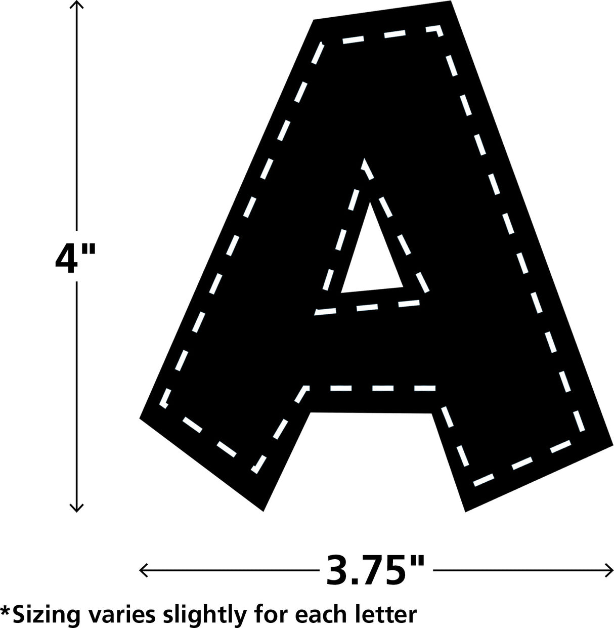 Black Stitch 4" Fun Font Letters