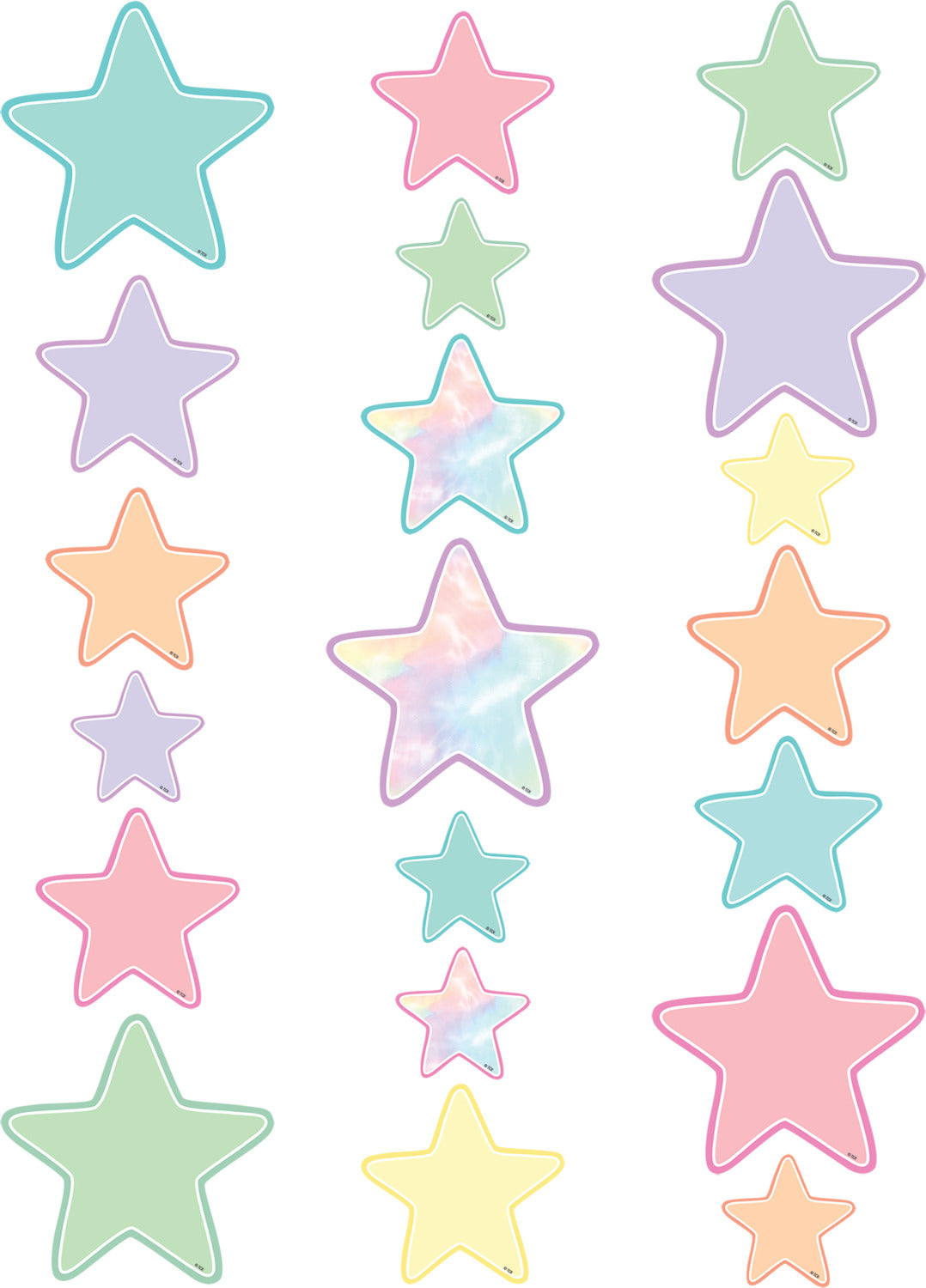 Pastel Pop Stars Accents - Assorted Sizes