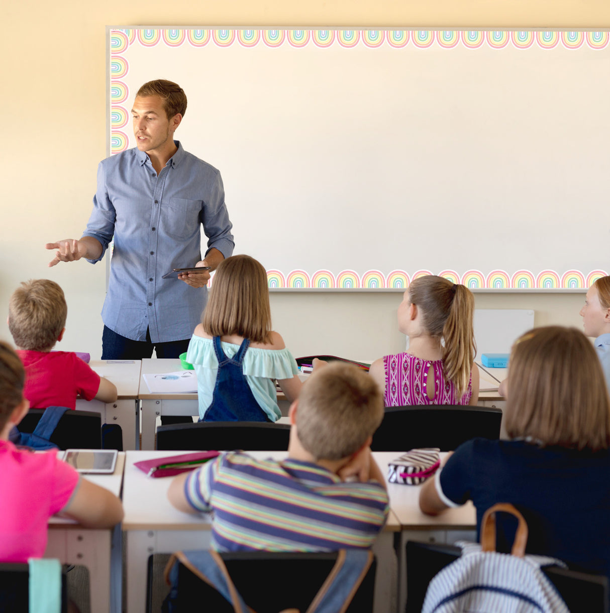 Pastel Pop Rainbows Die-Cut Border Trim