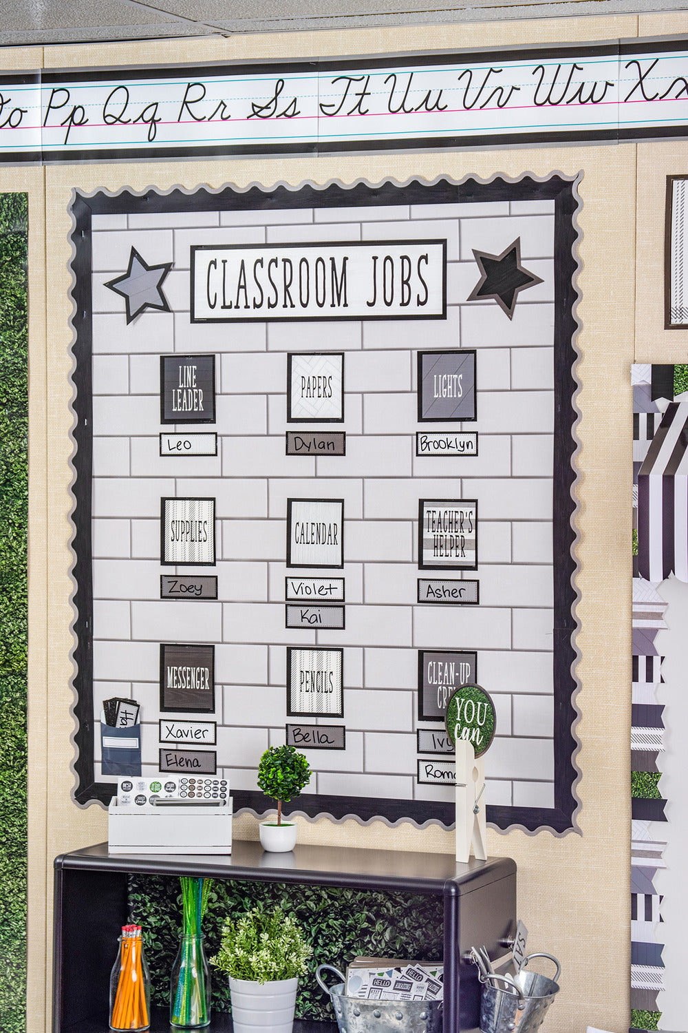 Modern Farmhouse Classroom Jobs Mini Bulletin Board