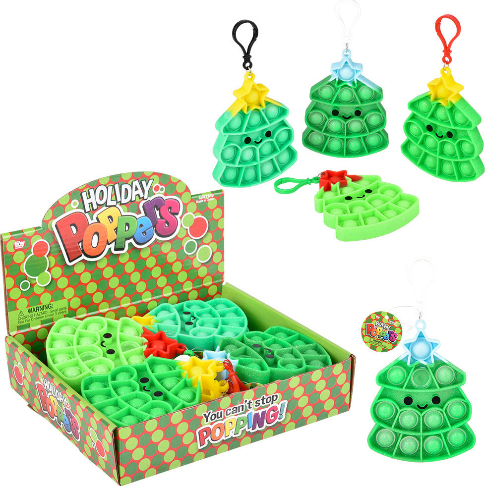 Christmas Tree Bubble Popper Clip Ons 4.25" (assortment - sold individually)