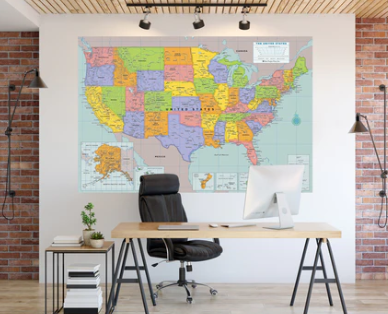 Laminated USA Wall Map (50'' W x 32'' H)