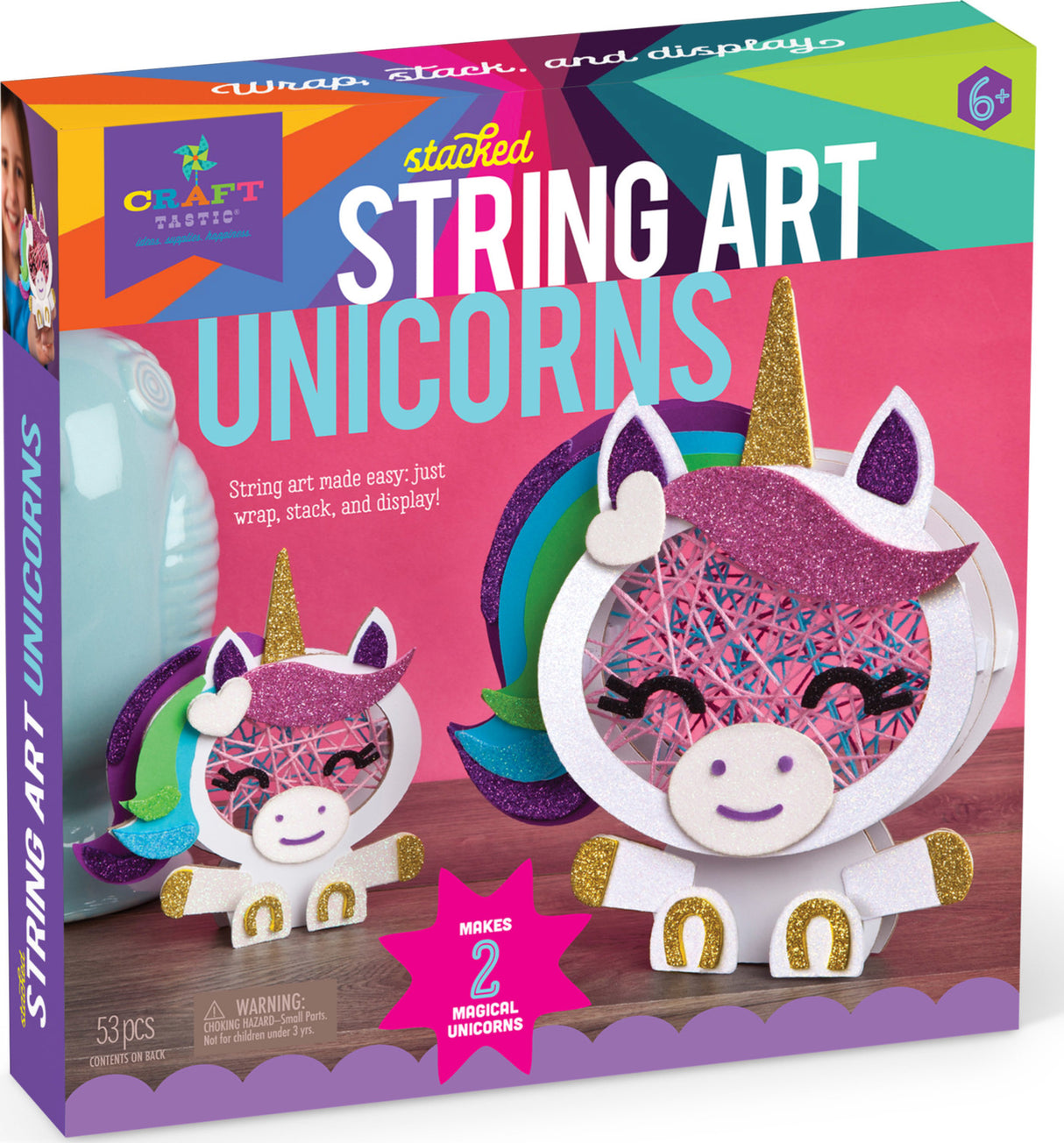 Craft-tastic Stacked String Art Unicorns