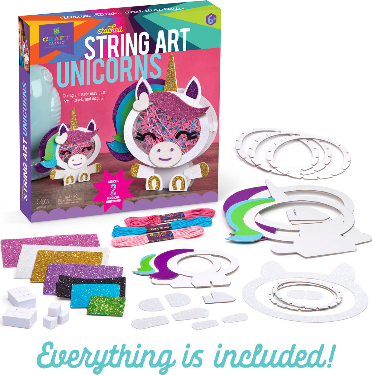 Craft-tastic Stacked String Art Unicorns