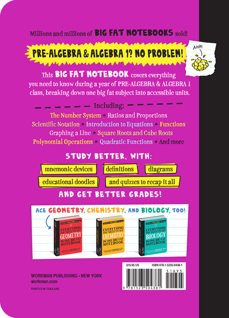 Everything You Need to Ace Pre-Algebra and Algebra I in One Big Fat Notebook