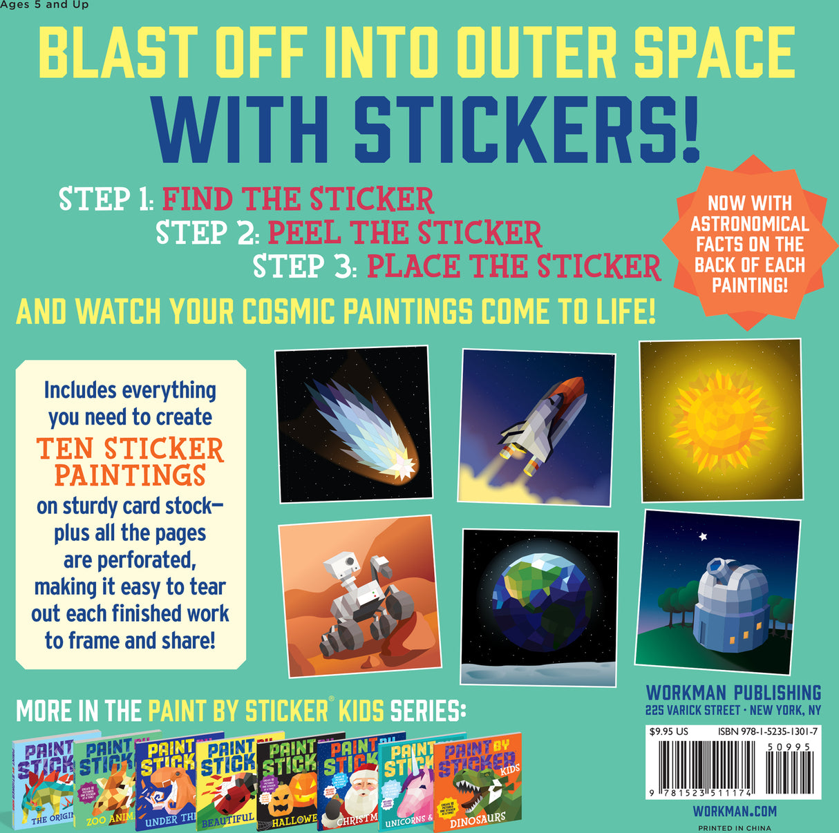 Paint by Sticker Kids: Outer Space: Create 10 Pictures One Sticker at a Time! Includes Glow-in-the-Dark Stickers