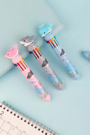 Dolphin Shark Whale Color Retractable Ball Pen