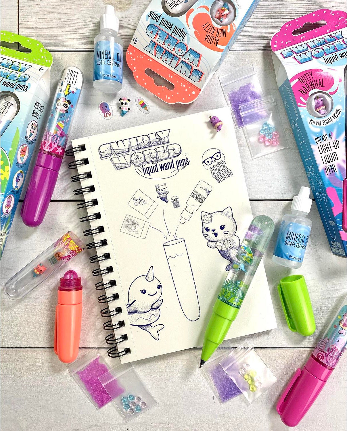 Swirly Worlds (assortment) DIY Light-up Glitter Wand Pen Collectibles
