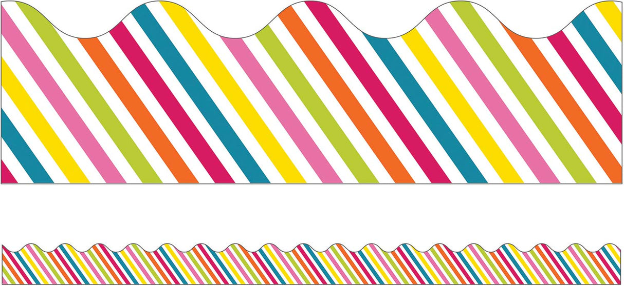 School Pop Rainbow Stripe Scalloped Borders