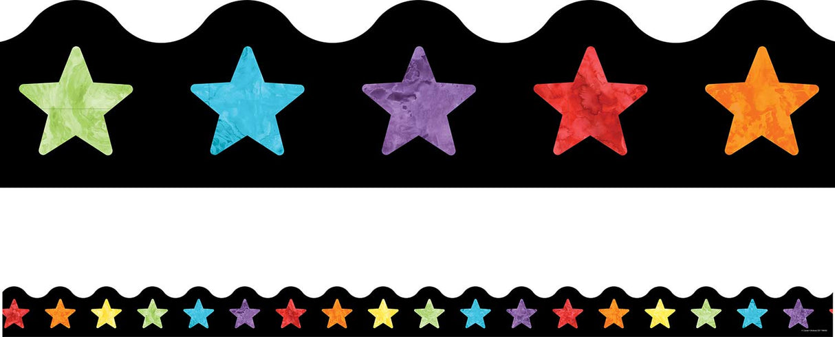 Celebrate Learning Watercolor Stars Scalloped Borders