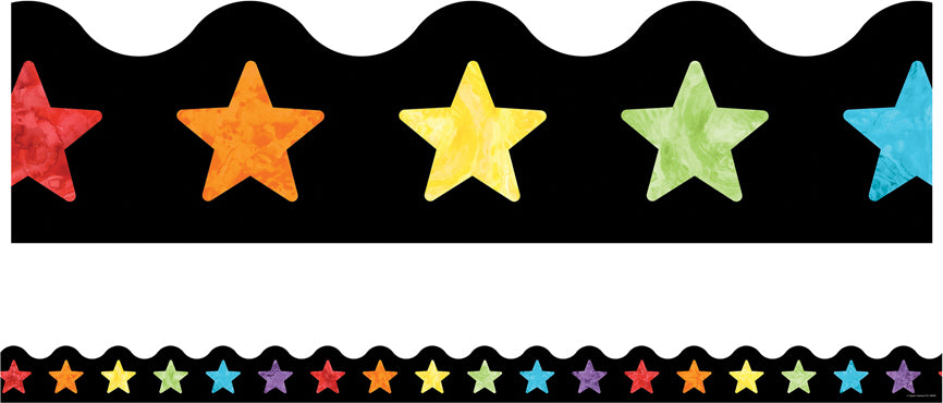 Celebrate Learning Watercolor Stars Scalloped Borders