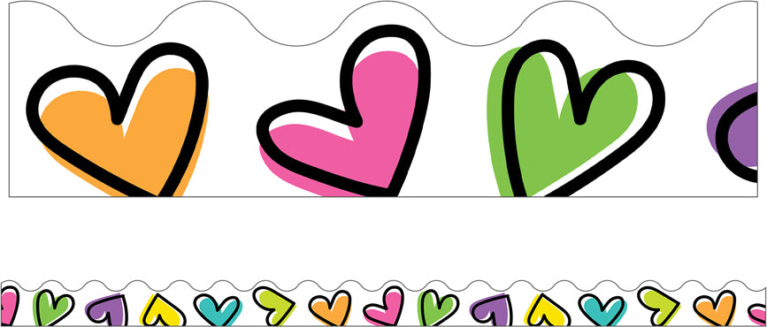 Kind Vibes Doodle Hearts Scalloped Borders