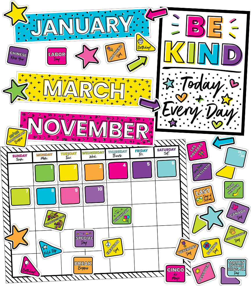 Kind Vibes Calendar Bulletin Board Set