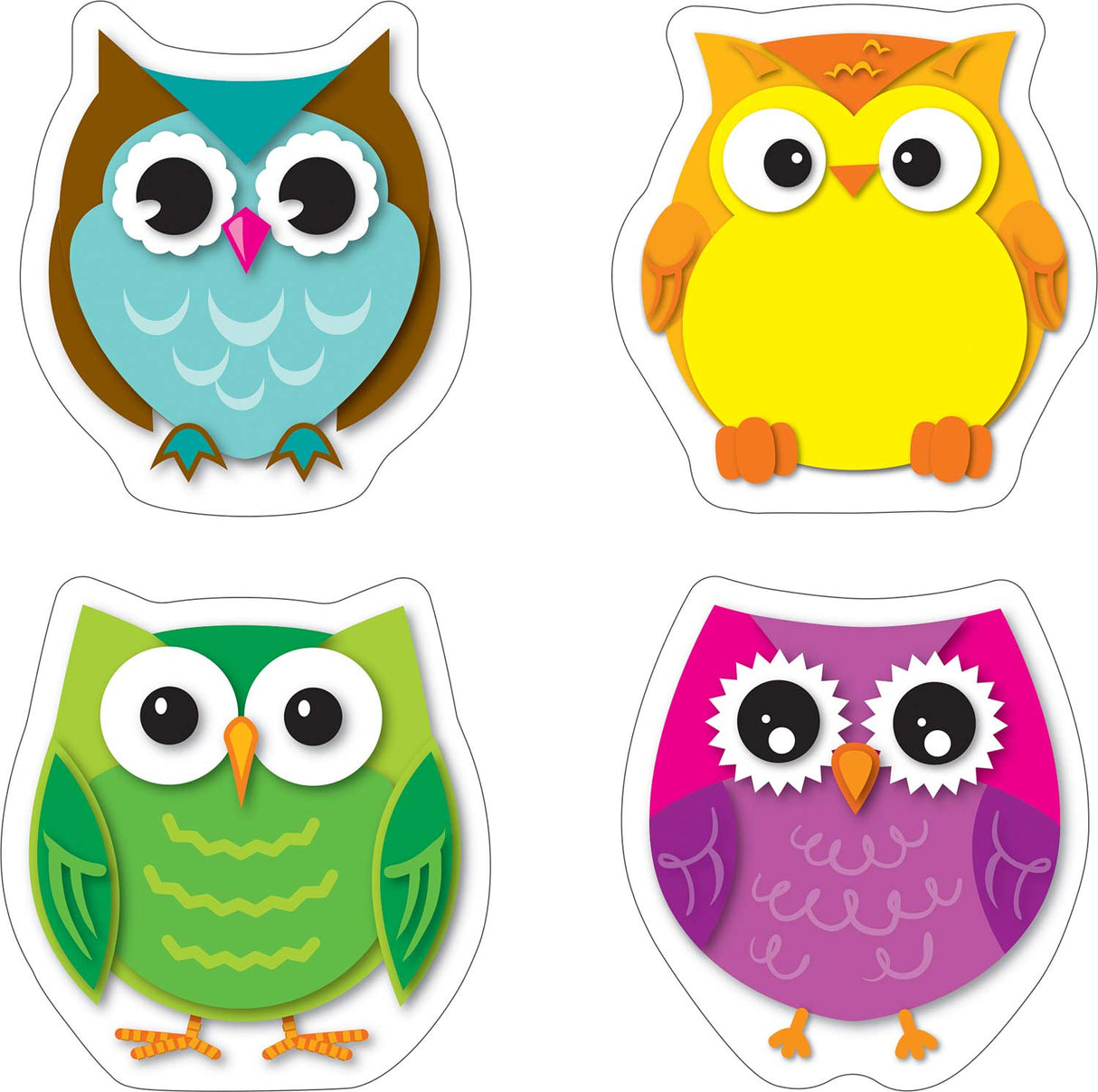 Colorful Owls Mini Cut-Outs