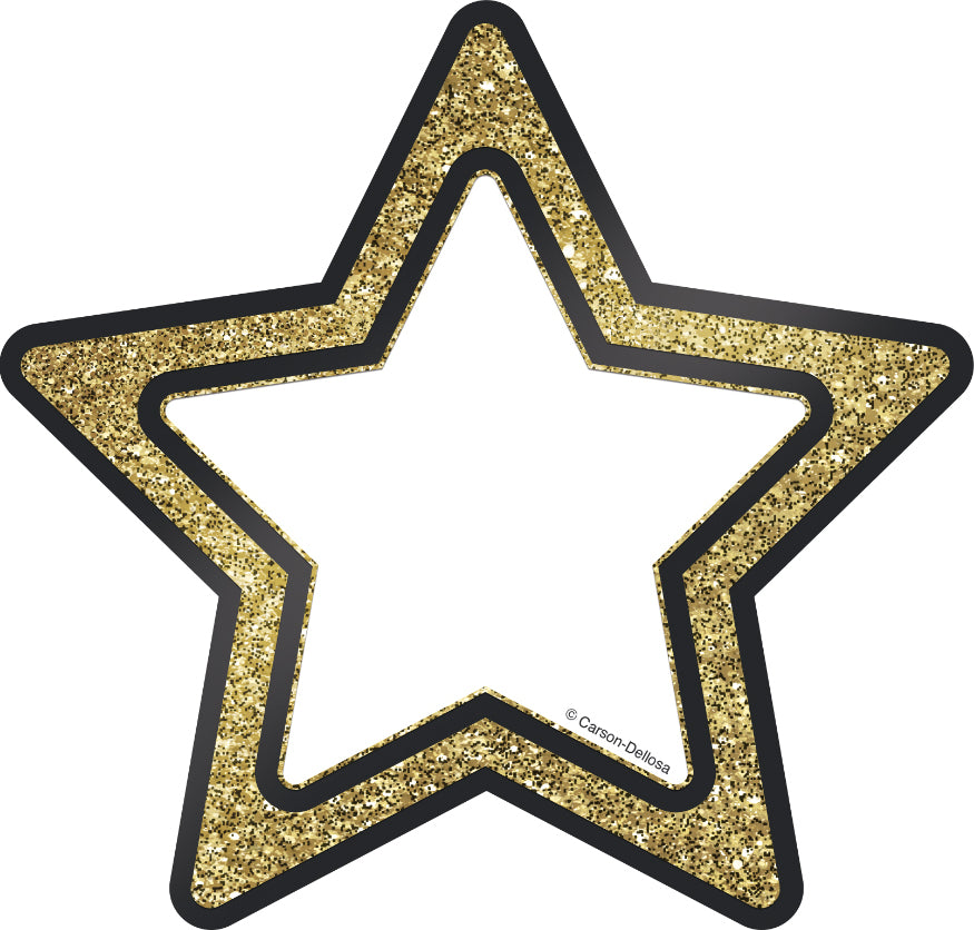 Gold Glitter Stars Colorful Cut-Outs (Single Design)