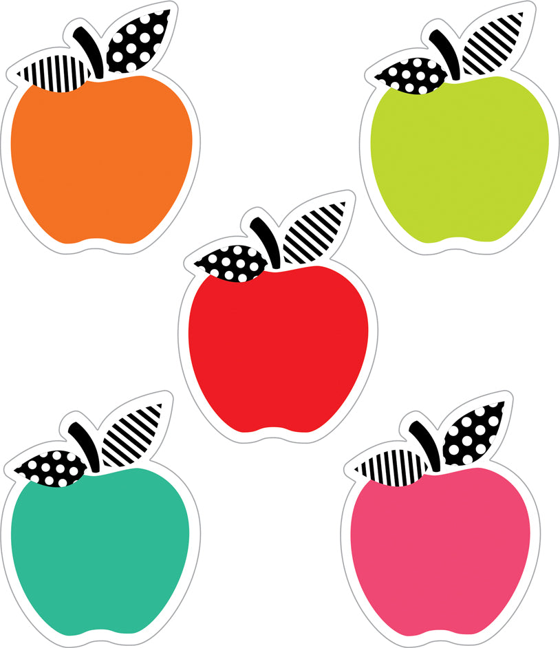 Black, White & Stylish Brights Apples Mini Cut-Outs