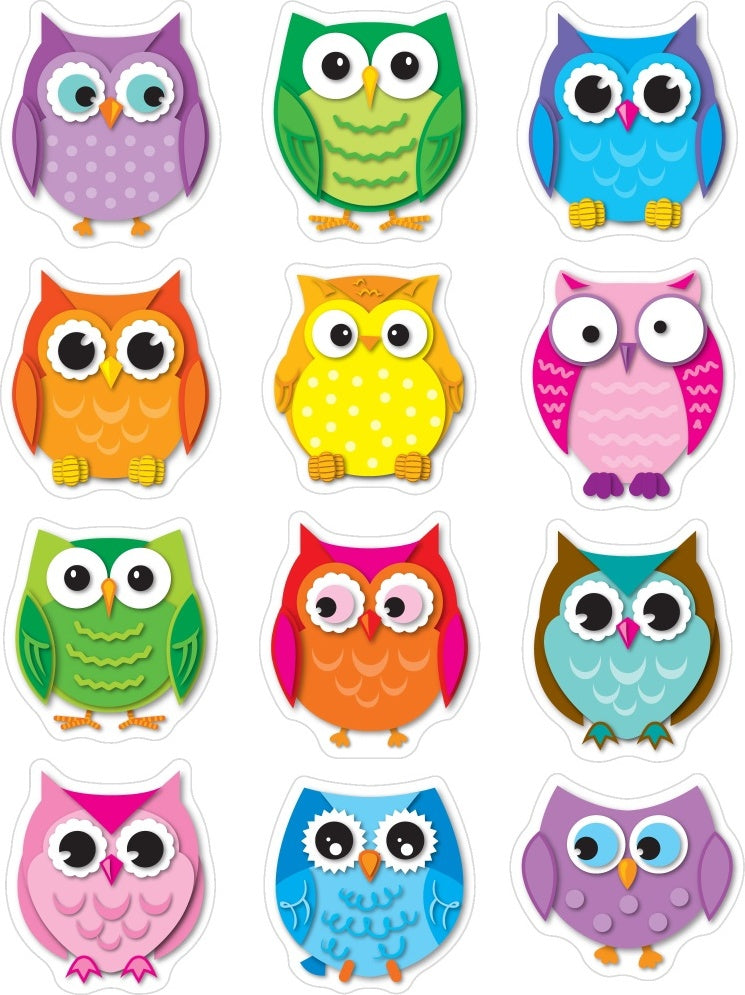 Colorful Owls Shape Stickers