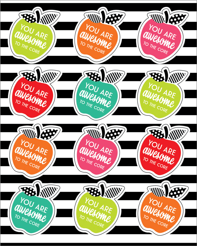 Black, White & Stylish Brights Motivational Apples Motivational Stickers