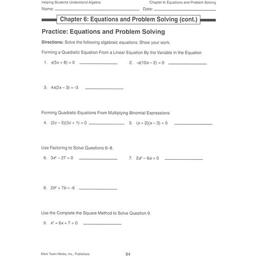 Helping Students Understand Algebra