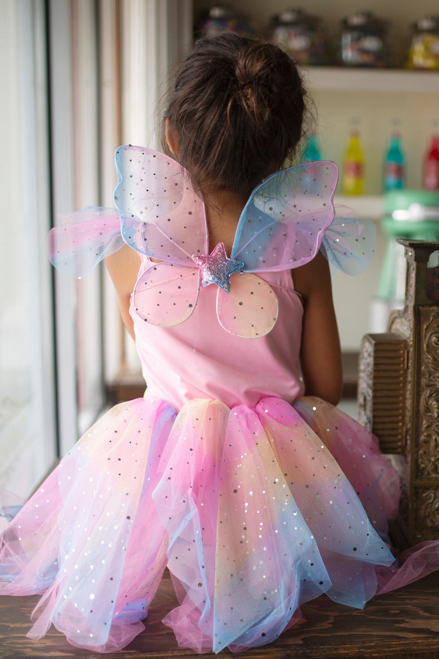 Rainbow Fairy Dress & Wings (Size 3-4)