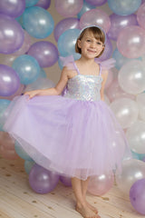 Lilac Sequins Princess Dress (Size 7-8)