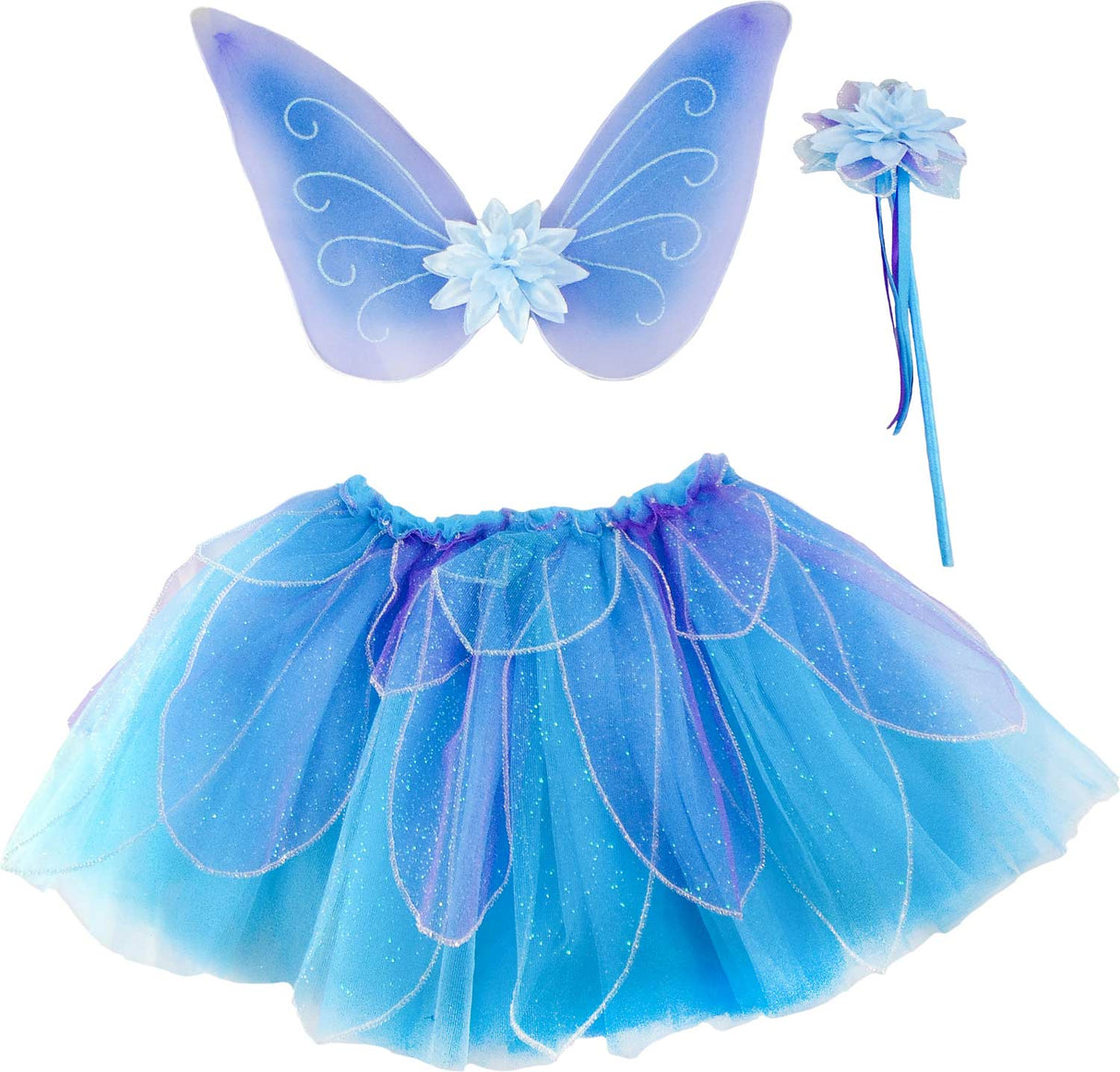 Fancy Flutter Skirt with Wings & Wand - Blue