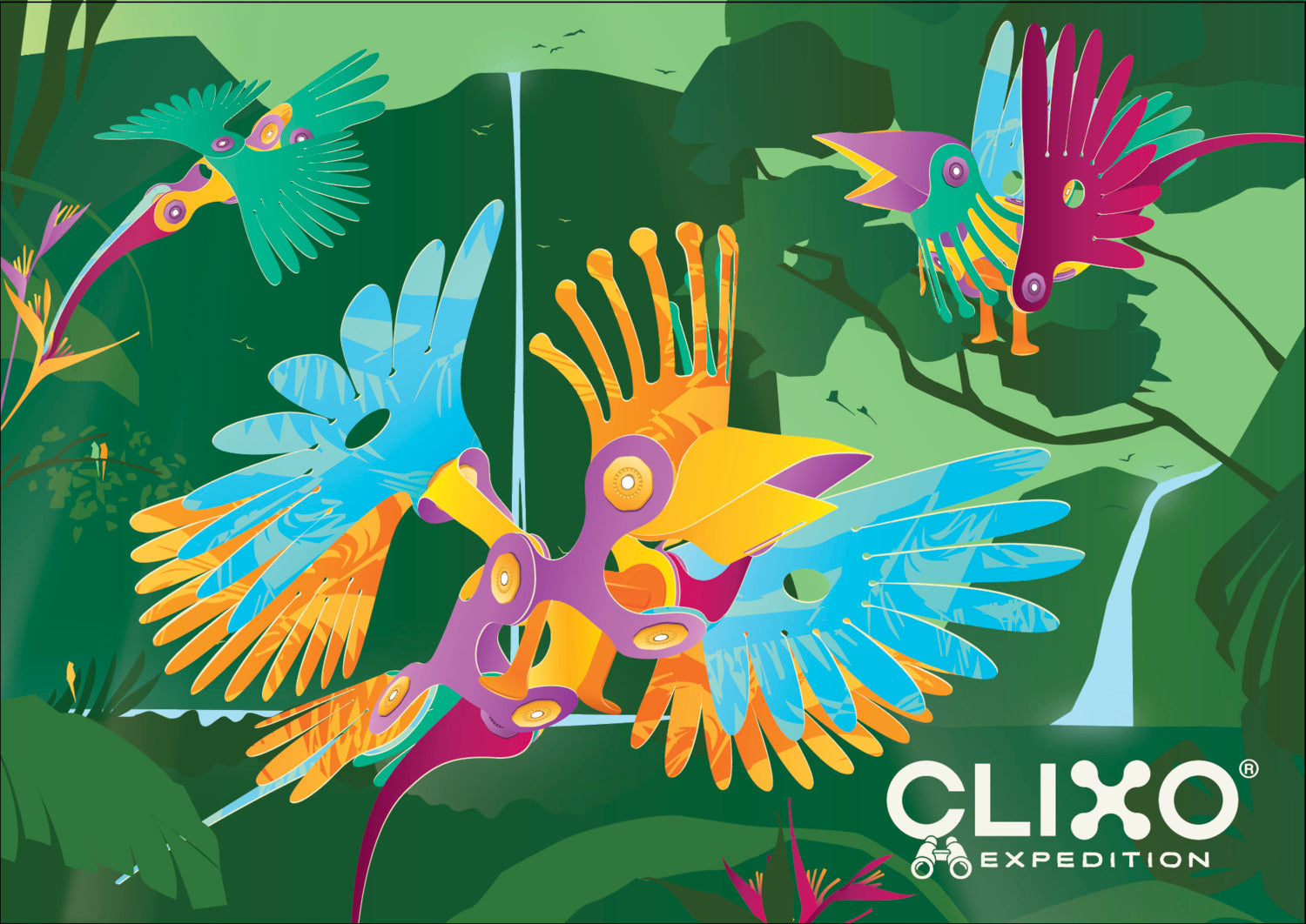 ちり子bird Words3点セット、シルクスクリーンプレゼント Clixo Tropical Birds Pack – School Crossing