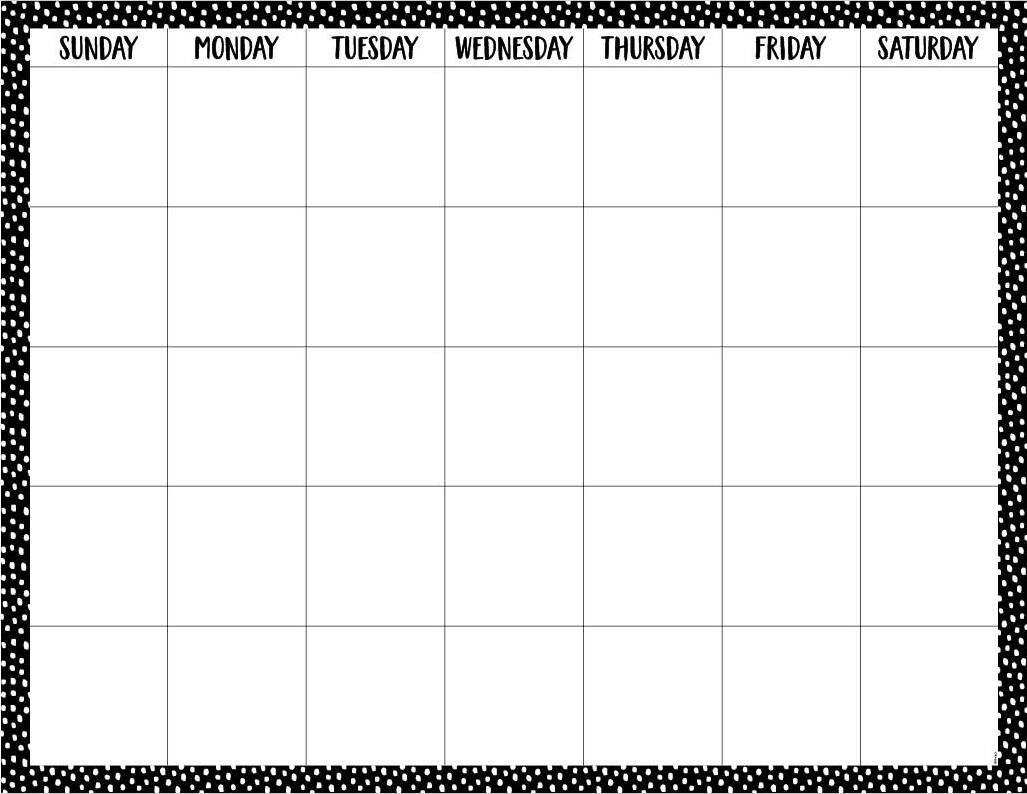 Messy Dots On Black (Core Decor) Calendar Chart