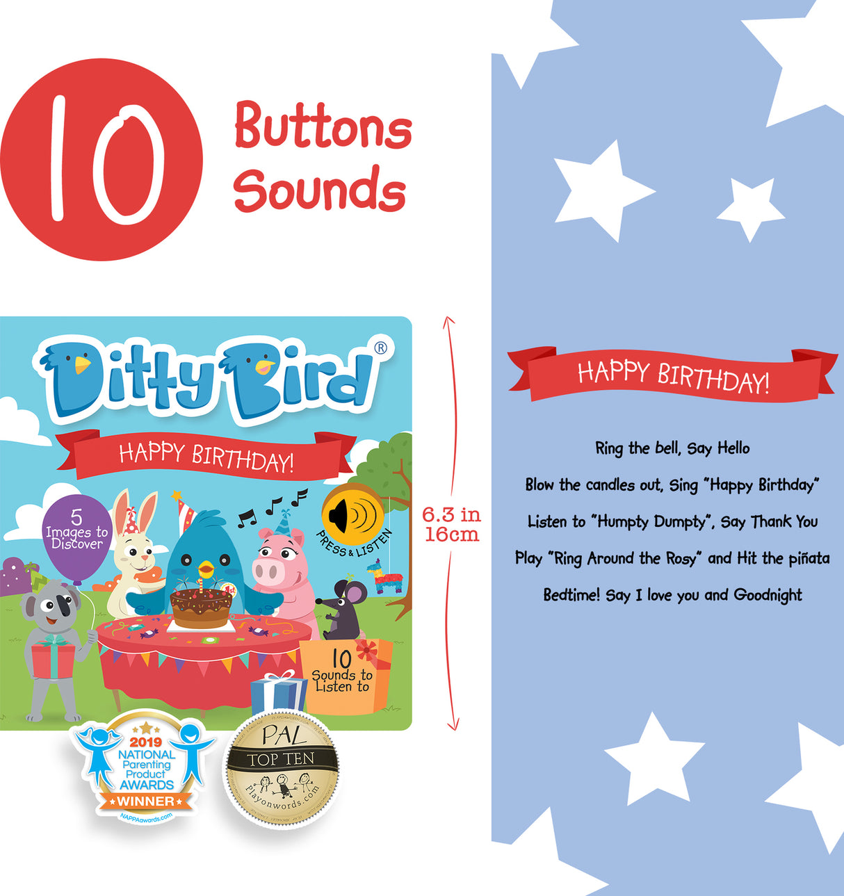 Ditty Bird Baby Sound  Book: Happy Birthday