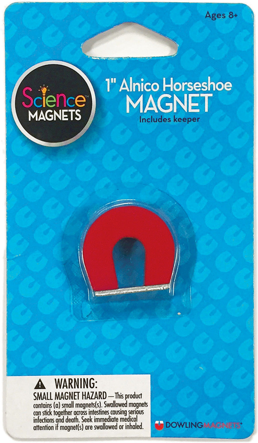 Alnico Horseshoe Magnet (1"H), red, includes keeper