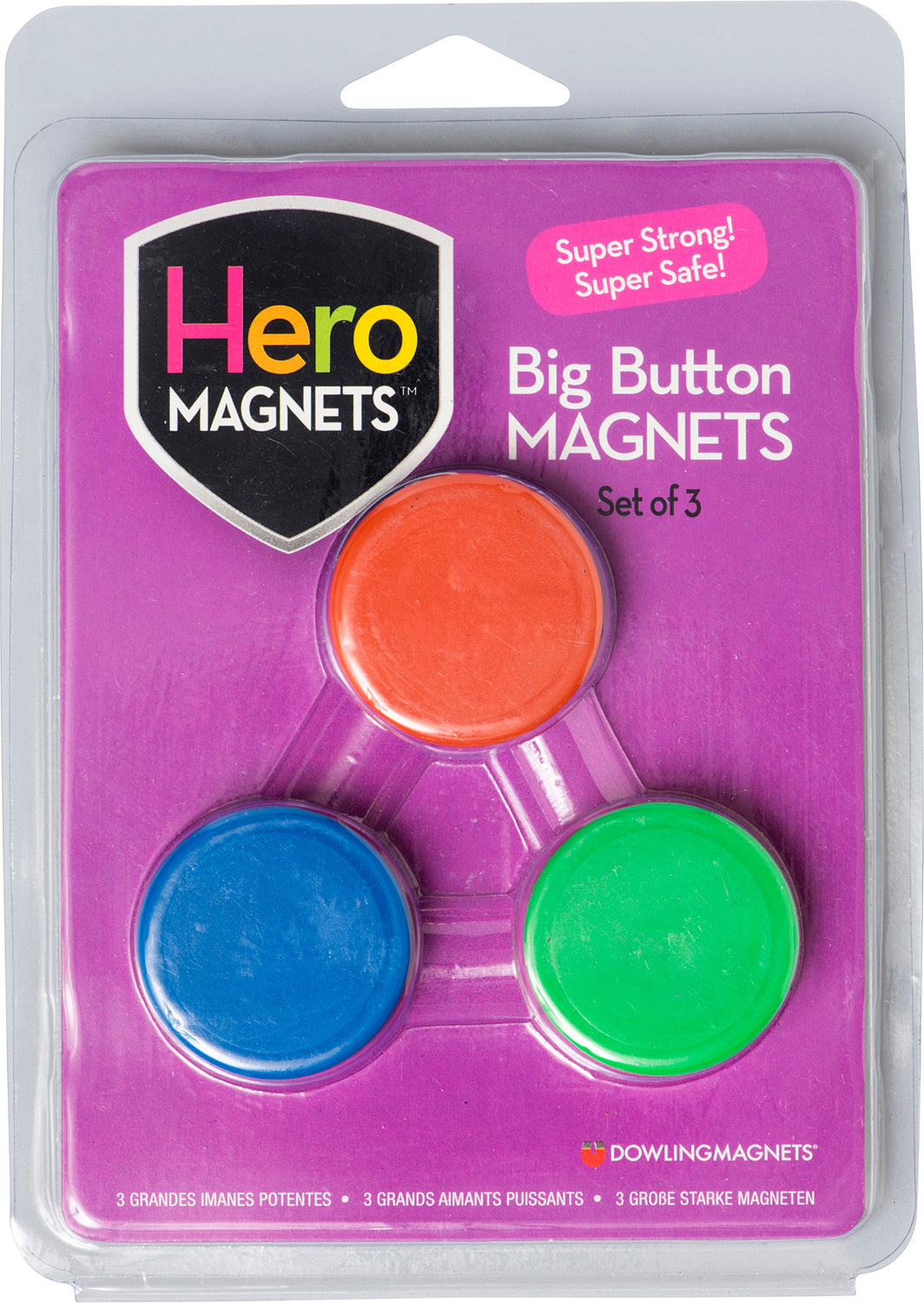 Hero Magnets Big Button Magnets, Set of 3