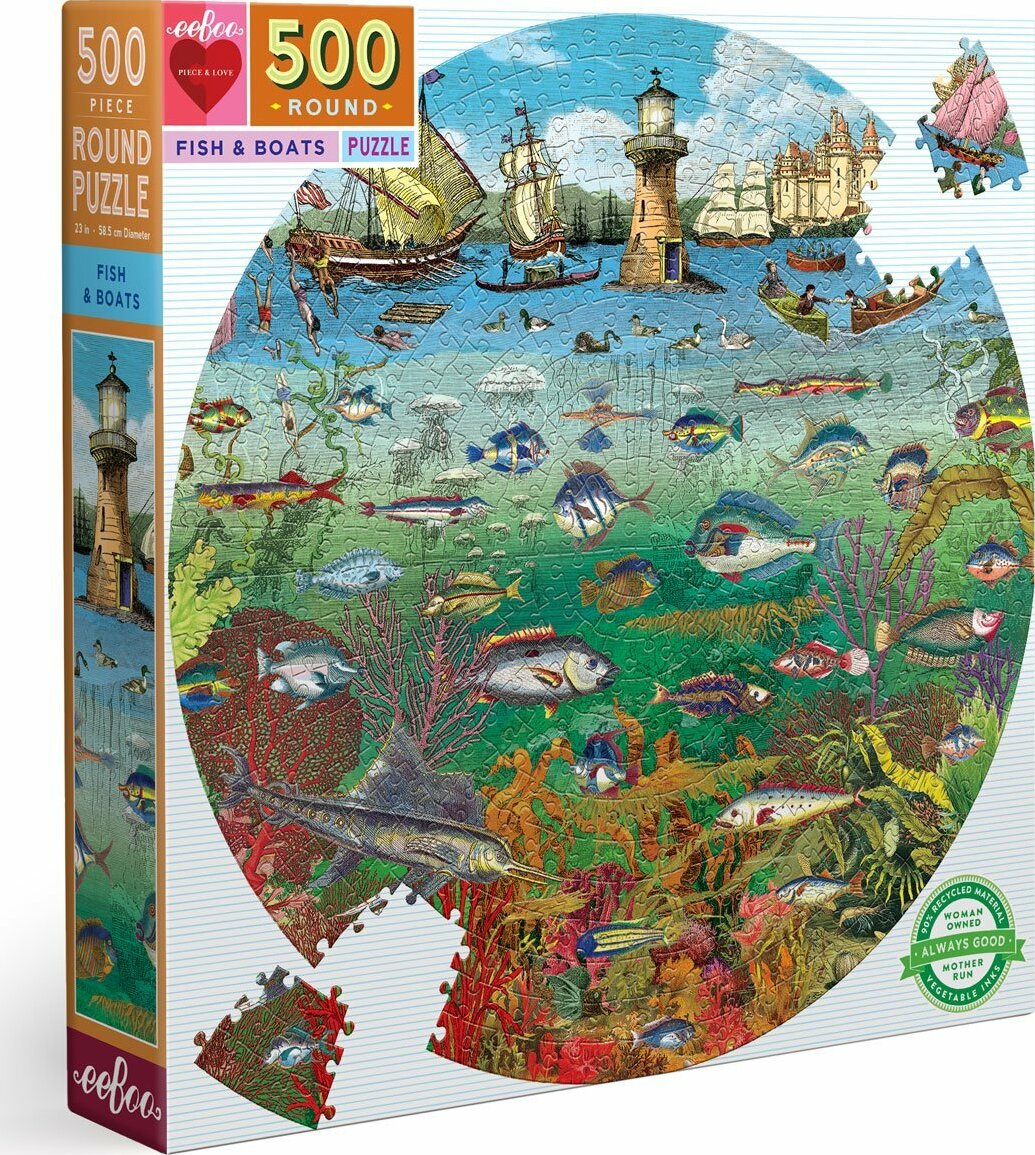 Fish & Boats 500 Piece Round Puzzle